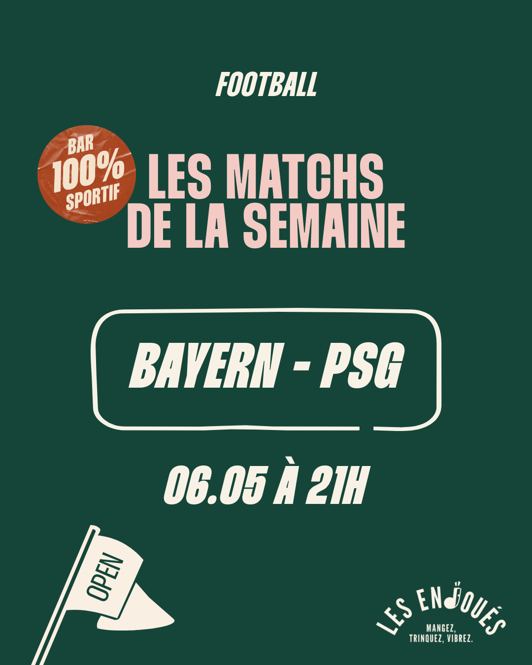 Mercredi 6 mai à 21 h - Demi finale Retour